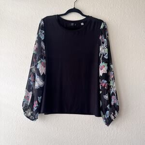 Tahari Women’s Sheer‎ Long Sleeve Pullover Blouse Top Size 1X